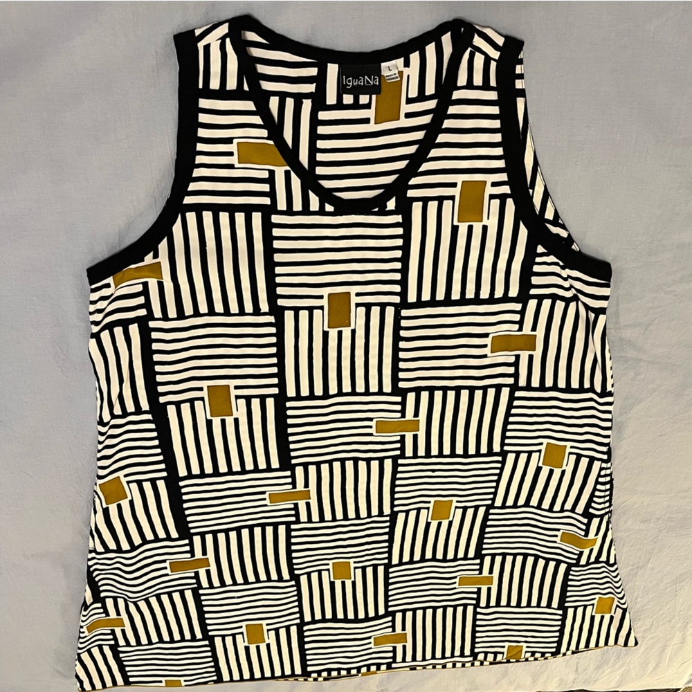Iguana Stylish Shift Dress Black, Gold and White Geometric Design. Large.‎ - Picture 3 of 10